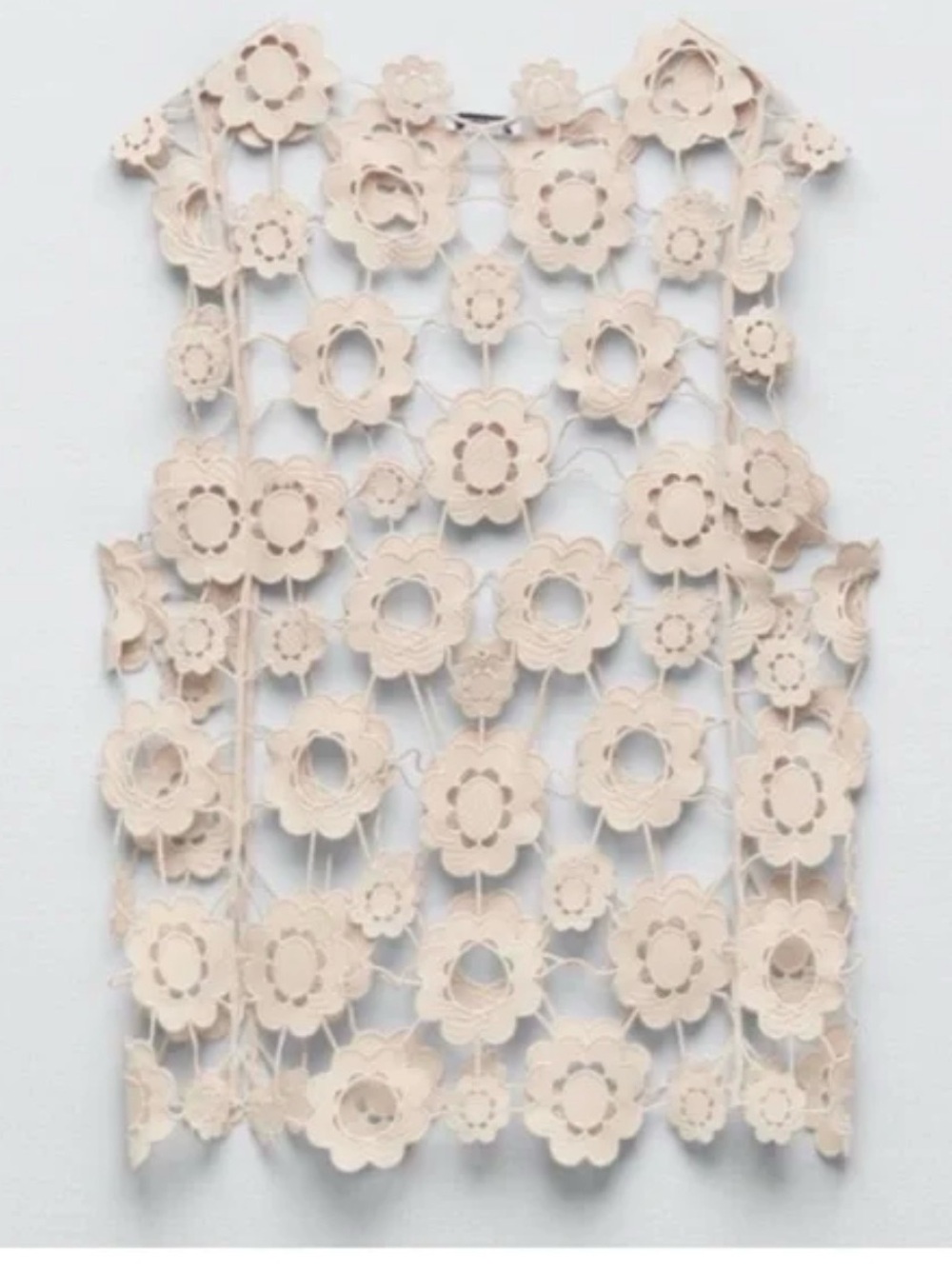 Zara Cream Floral Crochet Sleeveless Top